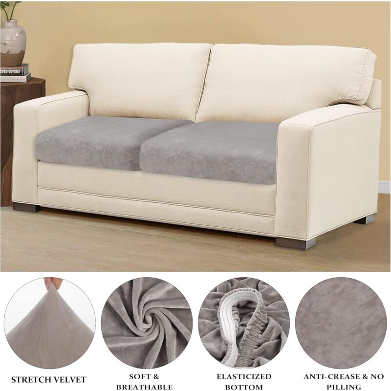 Velvet Cushion Cover Sofa Cushion Furniture Protector Cover Sofa Seat Cover For Couch 2-Slice Velvet Cushion Cover For - Image 3