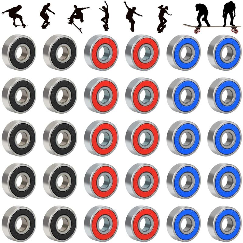 30 pcs 608Rs Bearings Frictionless Carbon Steel Skateboard Longboard Miniature Scooter ROller Skate Bearing Abec-9 - Image 1