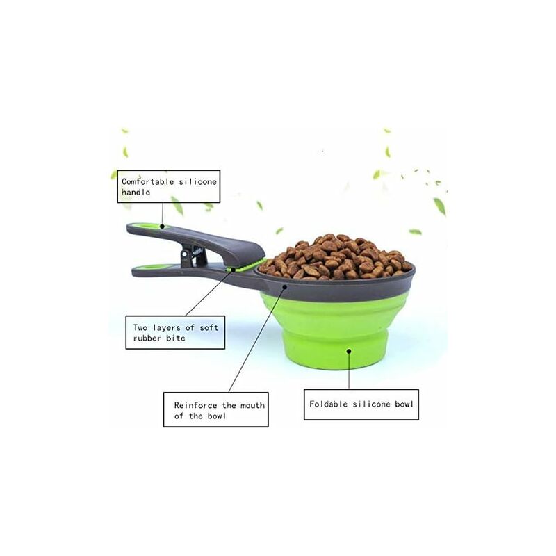 Multi-Purpose Pet Food Scoop, 3 In 1 Collapsible Silicone Measuring Cup And Bag Seal Clip For Dog Cat Storage Food - Image 3
