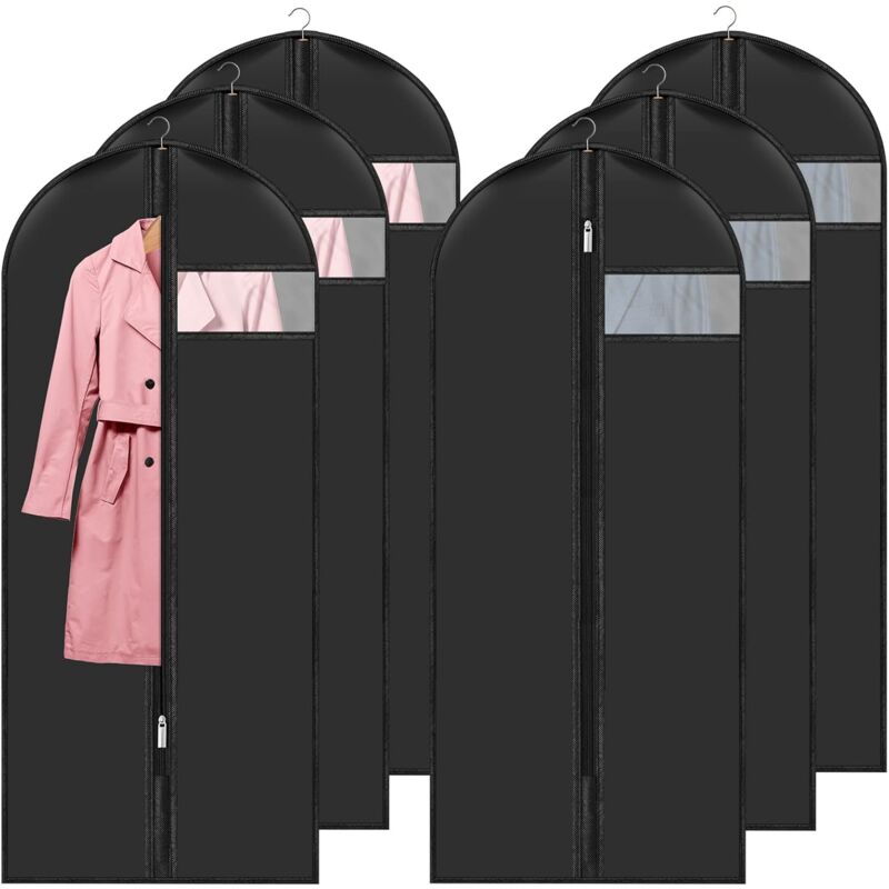 Garment Covers 60 X 140 Cm Pack Of 6, Waterproof Dustproof Clothes Cover With Zip, Hanging Garment Cover For Storage Of - Image 1