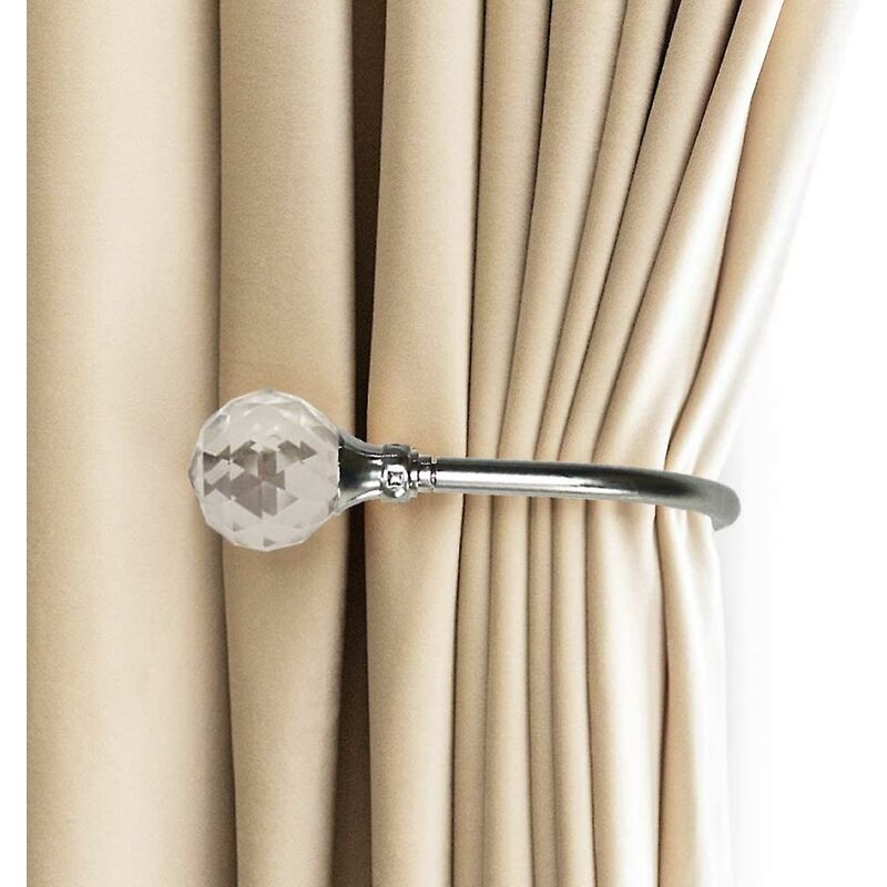 Curtain Tiebacks Wall Hooks U Metal Curtain Tiebacks, Metallic Curtain 2 Pack (Silver) - Image 1