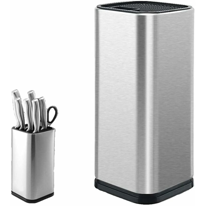 Knife Block, Stainless Steel Knife Holder, Kitchen Knife Holder, Square Knife Holder, For Knives And Scissors (Square) - Image 1