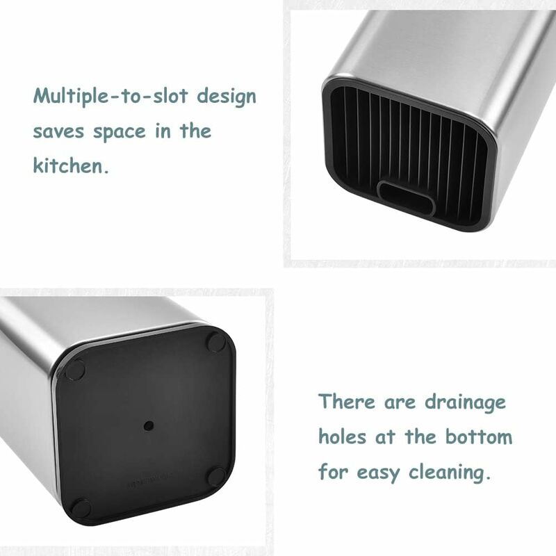 Knife Block, Stainless Steel Knife Holder, Kitchen Knife Holder, Square Knife Holder, For Knives And Scissors (Square) - Image 2