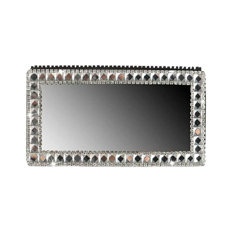 Car Visor Mirror Makeup Mirror, Bling Self-Adhesive Stainless Steel Car Makeup Mirror Portable Car Vanity Mirror,15Cm X - Image 1