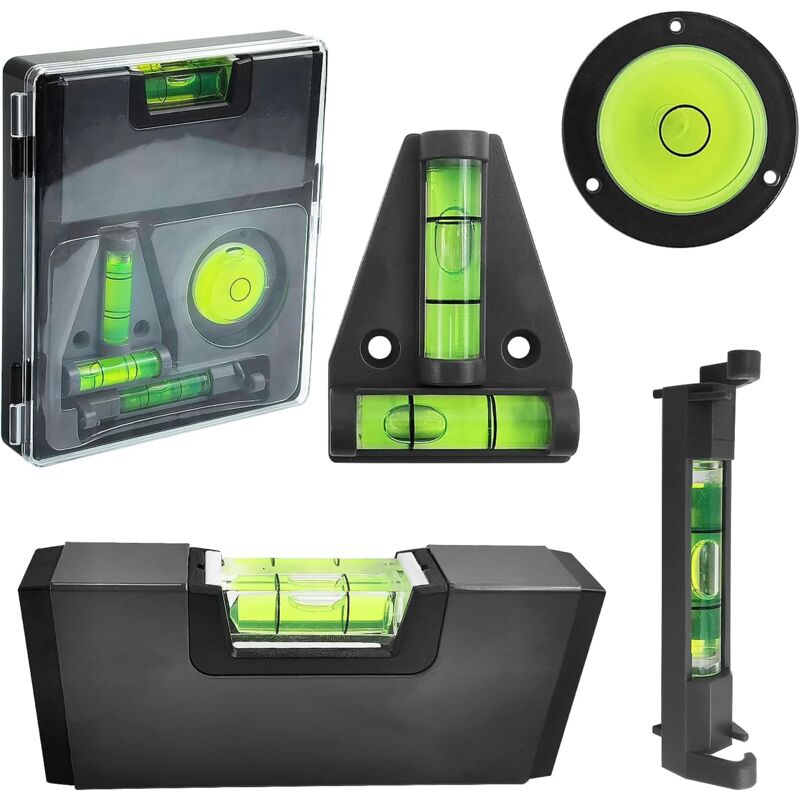 4 pcs Mini Spirit Level, Black Spirit Level, Magnetic Spirit Level, Camping Level, Small Spirit Level For Construction, - Image 1