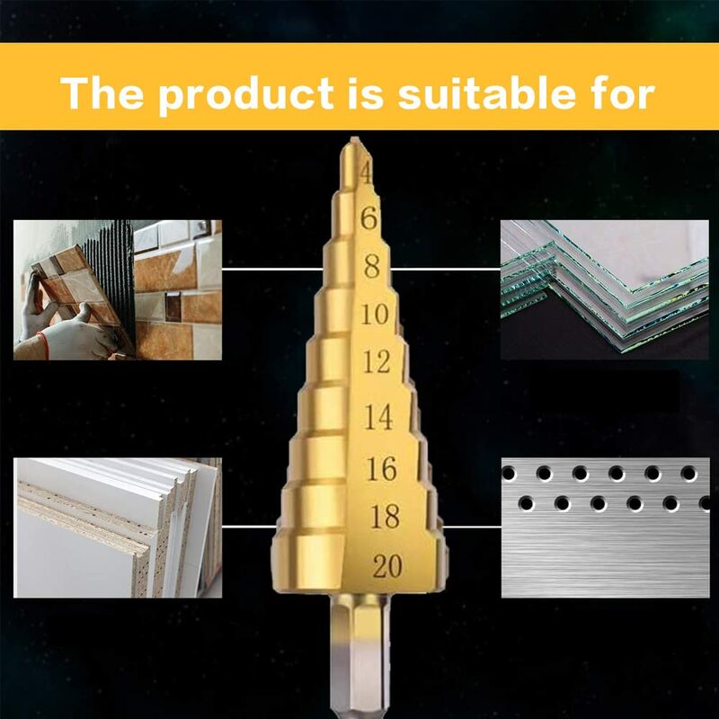 Step Drill Bits Double Slot Countersink Drill Bit High Speed Steel Cone Drill Bit For Steel Wood, Plastic, Brass, - Image 4