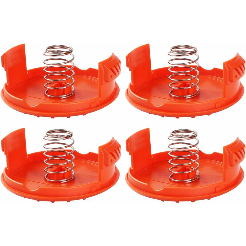 4 Pack Spool Caps + 4 Spring Replacement Parts Compatible With Black+Decker Rc-100-P String Trimmers - Image 1