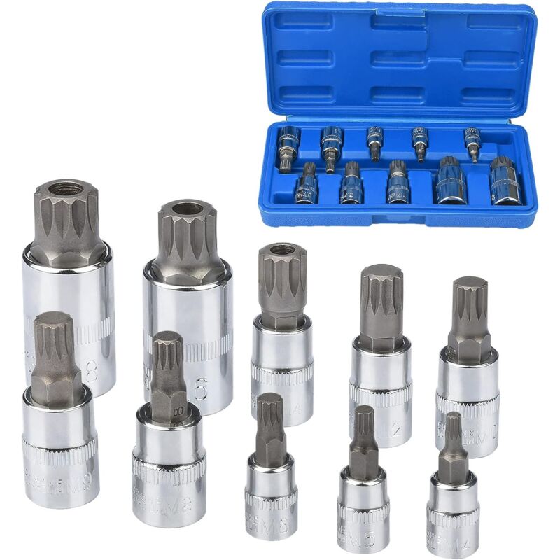 10 pcs M4 - M18 Torx Spline Bit Socket Set - Triple Square Socket Set With Storage Case - Image 1