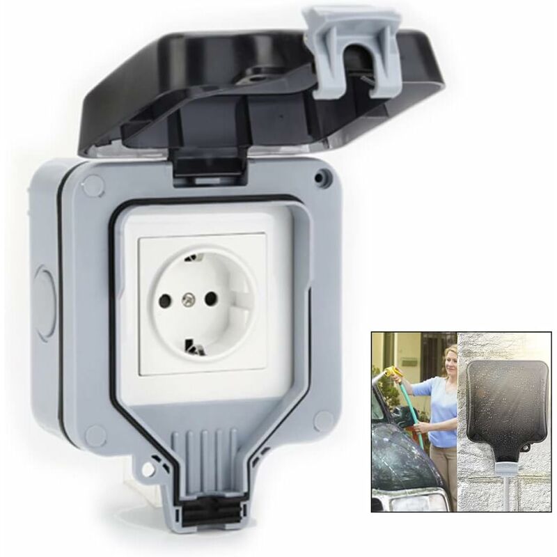 Waterproof Outdoor Wall Socket, Ip66 Weatherproof Outdoor Socket For Kitchen, Bathroom, Garage, Pool And Garden - Image 1