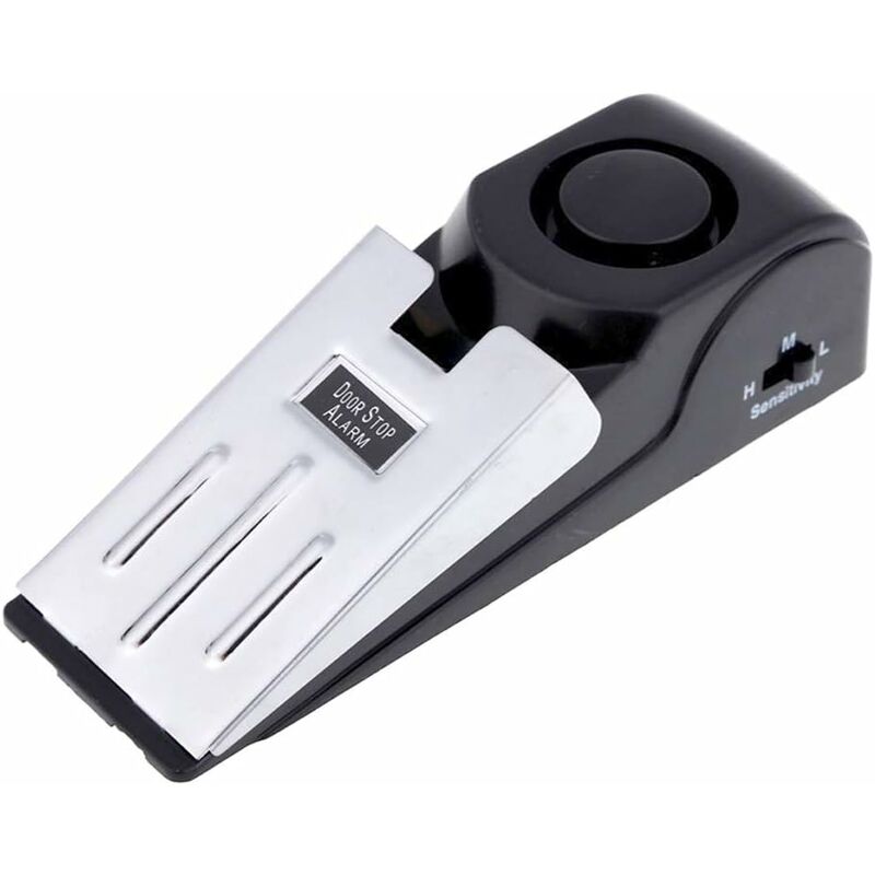 Mini Wireless Vibrator Triggered Wedge Shaped Door Stopper Alert Home Security System Door Alarm Block Jammer Black - Image 1