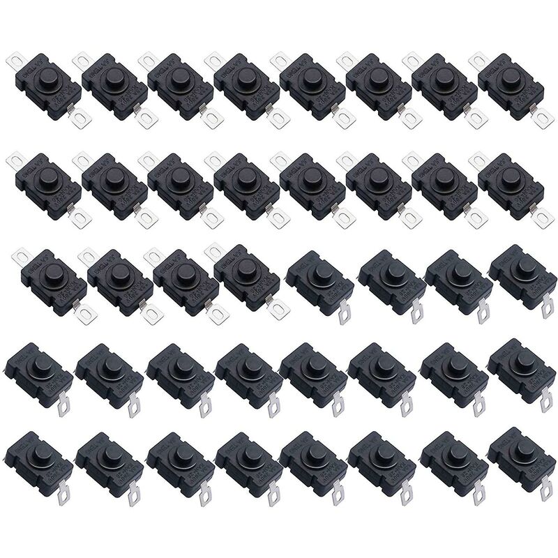 40 pcs Self-Locking Push Button Switch, Kan-28 Mini Flashlight Switch (20 pcs Flat Pin With Hole + 20 pcs Bent Pin With - Image 1