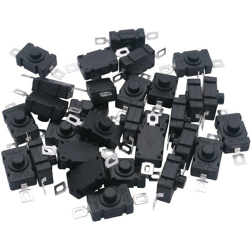 40 pcs Self-Locking Push Button Switch, Kan-28 Mini Flashlight Switch (20 pcs Flat Pin With Hole + 20 pcs Bent Pin With - Image 3
