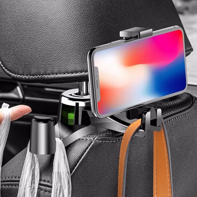 Car Headrest Hook, 2 In 1 Car Bag Holder With Phone Holder, Universal Car Interior Accessory Bag Holder, Vehicle Seat - Image 2