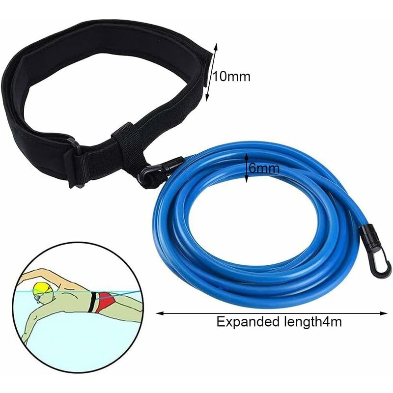 Pool Swim Belt, Adjustable Pool Swim Belt Swimming Resistance Belt Swimming Belt For Pool Swim Training Bungee Swim - Image 2