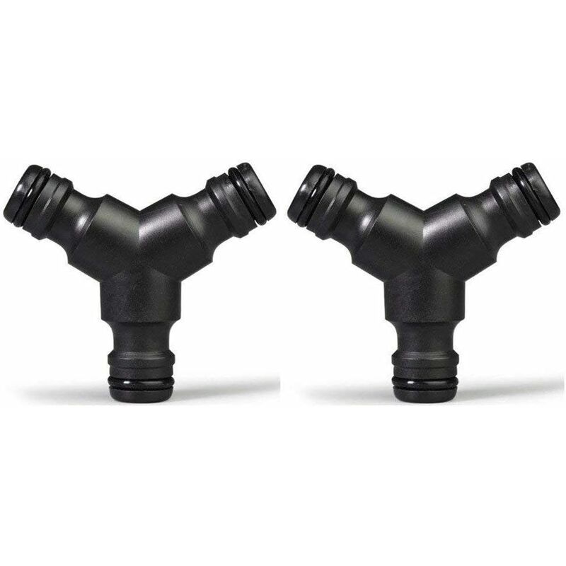 Plastic Snap On Hose Splitter (3 Way) Y Male Garden Hose Connector Y-Connector 2 Pack - Image 1