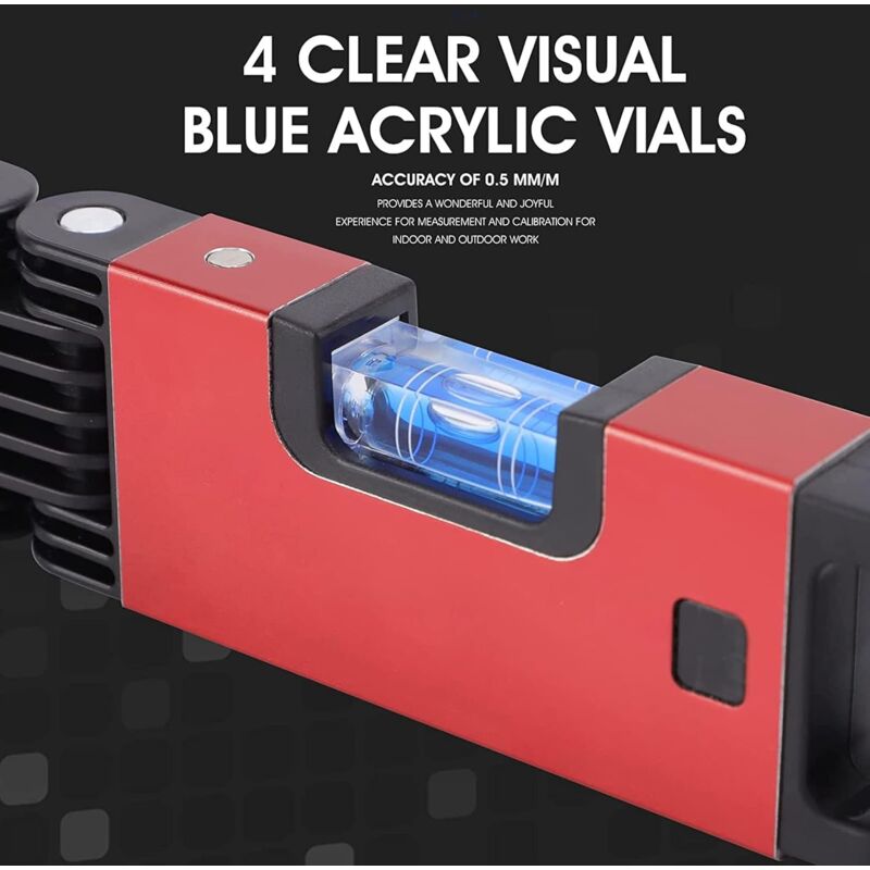 Foldable Level, 5-Section Multi-Angle Magnetic Level Tool With 4 Leveling Bubbles 45° 90° 180° Multifunction - Image 3