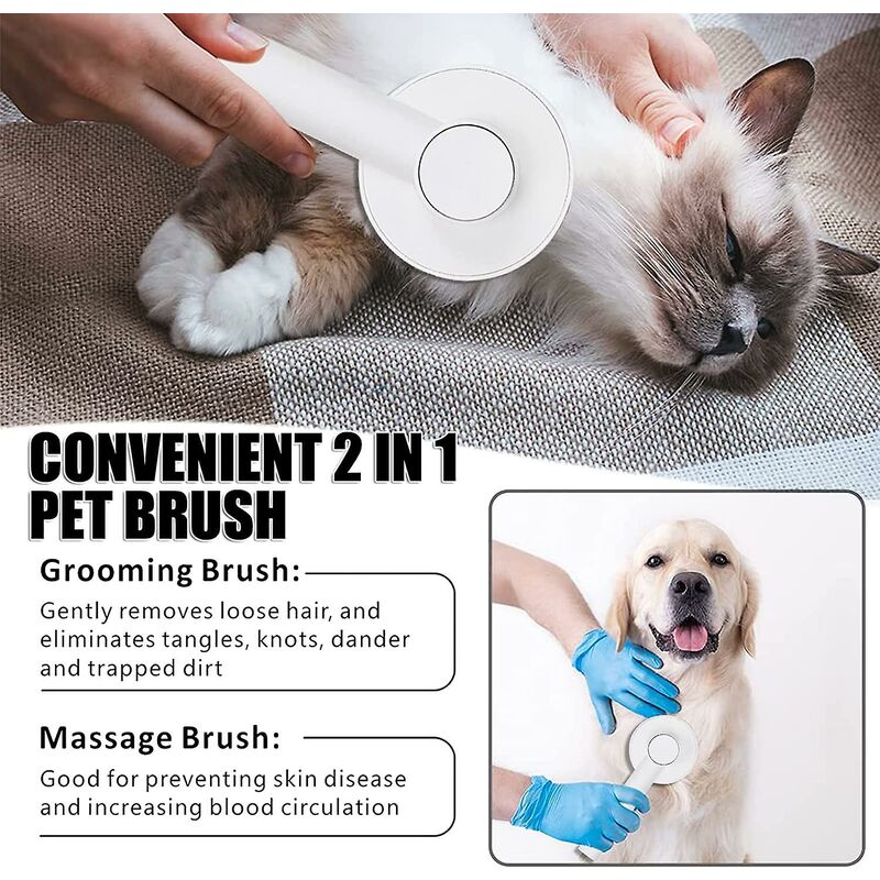 Cat Brush, Self-Cleaning Cat Brush, Pet Hair Brush, Dog And Cat Brush Grooming Comb For Anti-Hair Brush For Pets - Image 3