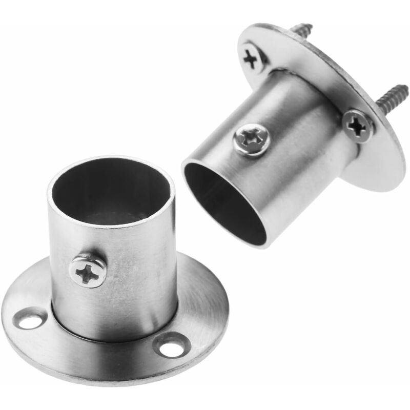 2 Pack Stainless Steel Closet ROd Brackets With Flange - Image 2