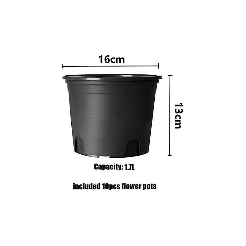 10 pcs Plastic Flower Pots, 16Cm Thicken Plant Pots Plant Container Indoor Gardening Pot (Black) - Image 4