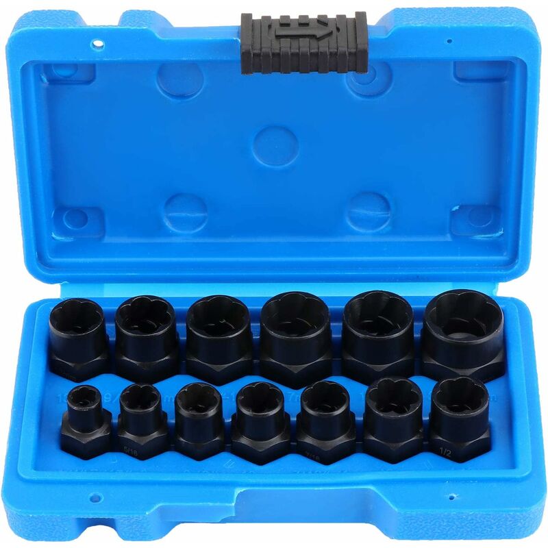 13 pcs Twist Socket Set, 9.5Mm DAmaged Bolt Extractor, Handle Nut Extractor Socket Sets For Locking Wheel Nut Removal - Image 1