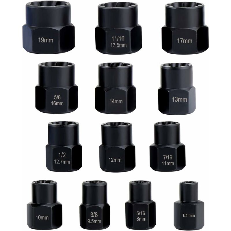 13 pcs Twist Socket Set, 9.5Mm DAmaged Bolt Extractor, Handle Nut Extractor Socket Sets For Locking Wheel Nut Removal - Image 2