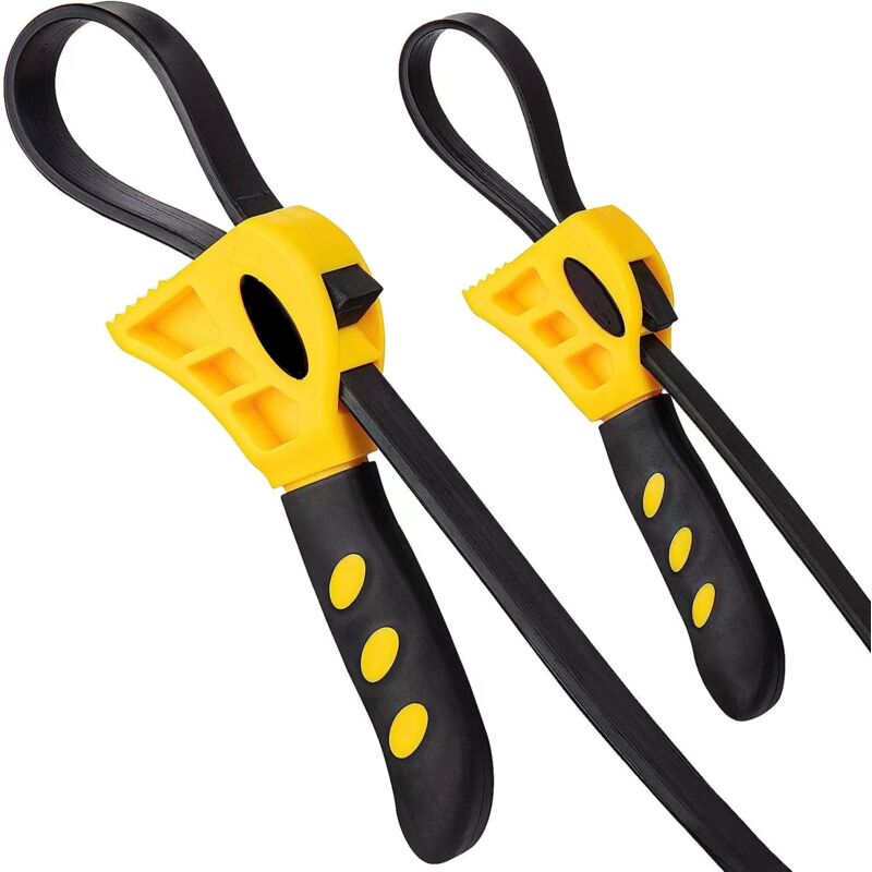 Rubber Strap Wrench Set, Upgrade 2 Pieces Adjustable Oil Filter Wrench Reinforced Belt Jar Opener For Weak Hands Pipe - Image 1