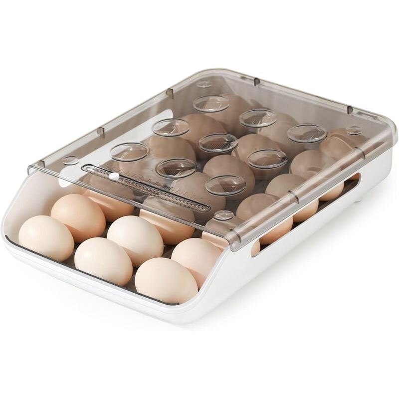 Egg Storage Box Stackable Plastic Egg Container Fridge Egg Storage With Lid Auto Scroll Egg Container For Kitchen - Image 1