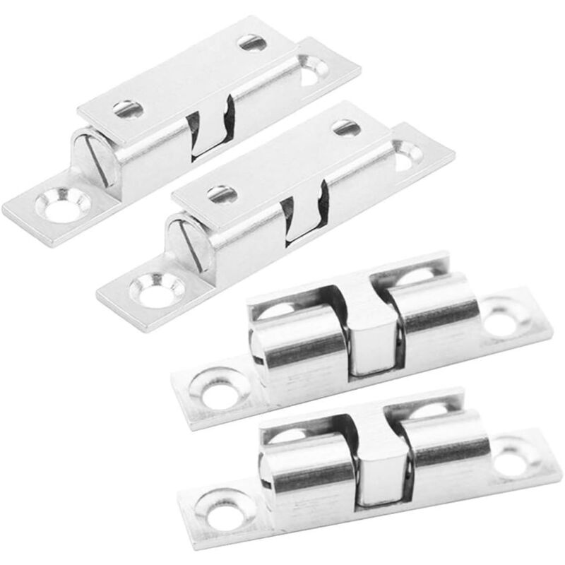 Door Catches 4 Pieces, Metal Ball ROller, Stainless Steel Cabinet Door Catch-Silver - Image 1