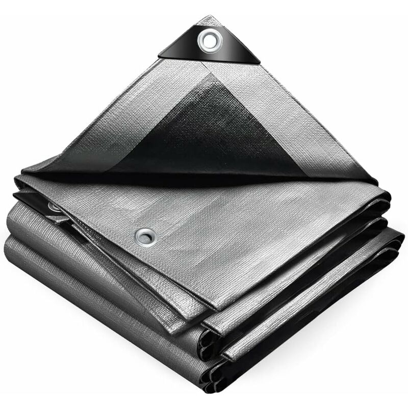 Heavy Duty Waterproof Polyethylene Tarpaulin 160G/M² Grey And Black 3X4M - Image 1