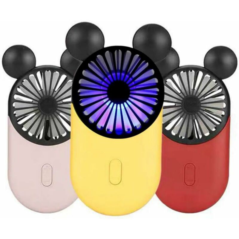 Cute Mini Personal Fan, 3 Adjustable Speeds, Portable Stand, For Indoor Outdoor Activities, 3 Pack Cute Mouse Fan (Red - Image 1