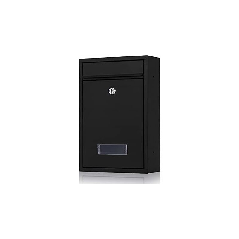 Galvanized Steel Mailbox With Key And Name Plate (Black) - Image 1