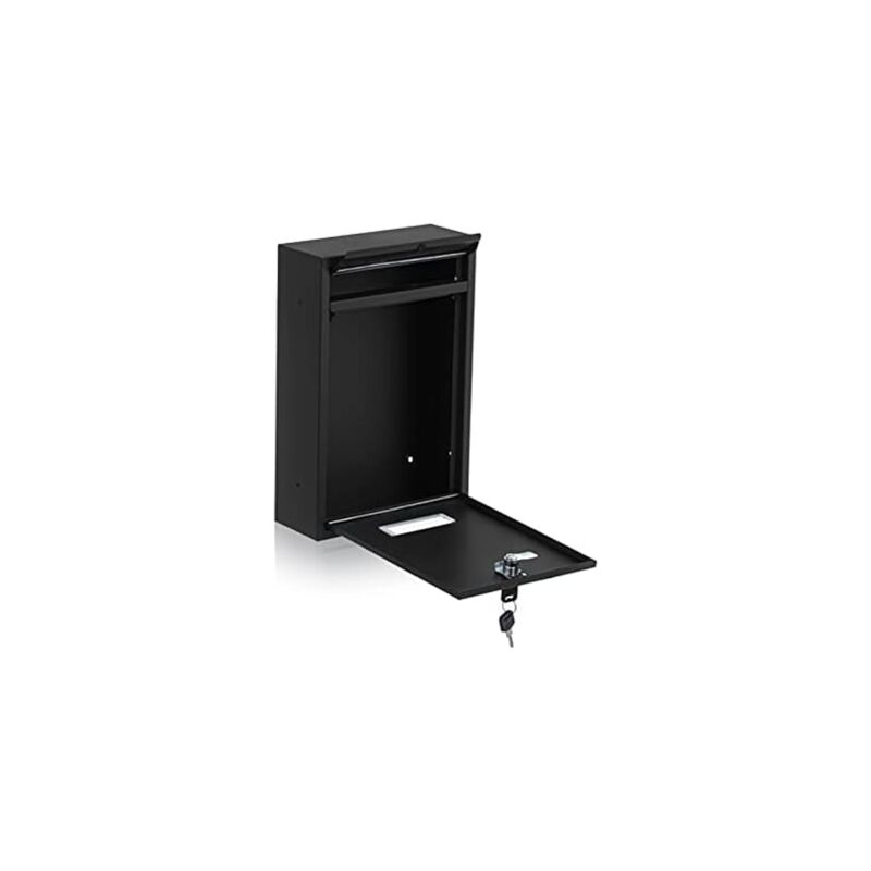 Galvanized Steel Mailbox With Key And Name Plate (Black) - Image 2