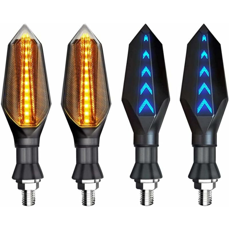 4 pcs 12V Universal Motorcycle Turn Signal Indicator Amber Light Dual Color 17 LED Blue Amber Lamp - Image 1