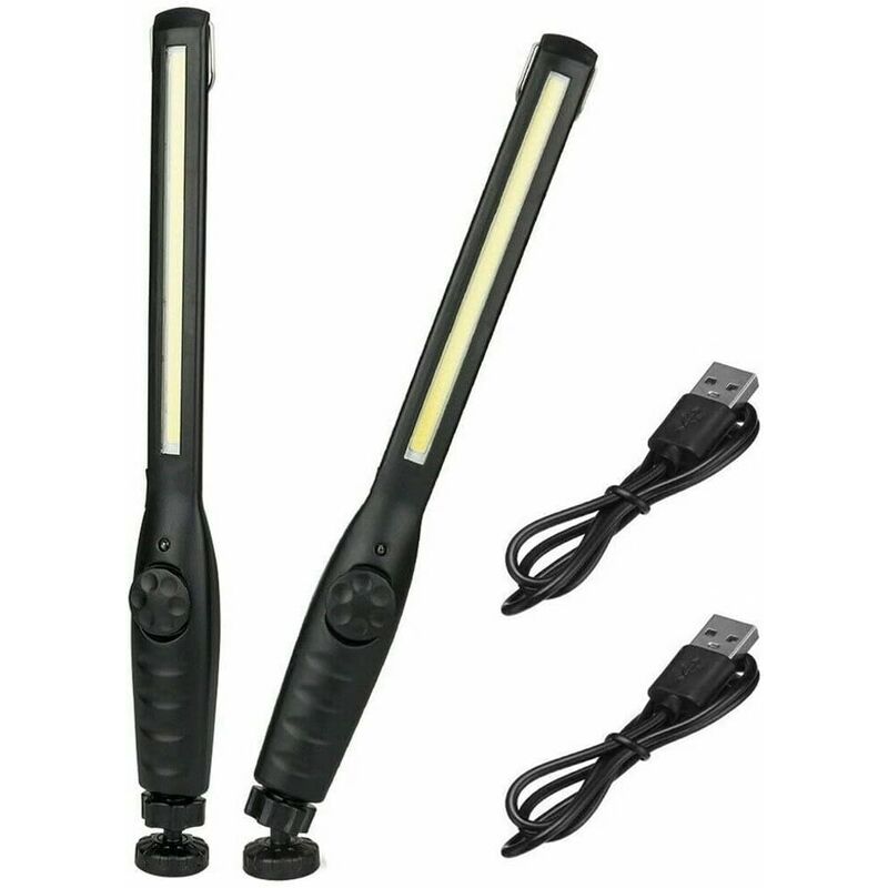 2 pcs Magnetic LED Work Light Super Bright Rechargeable Flashlight For Garage, Camping, Hiking, Car Repair, Emergency - Image 1
