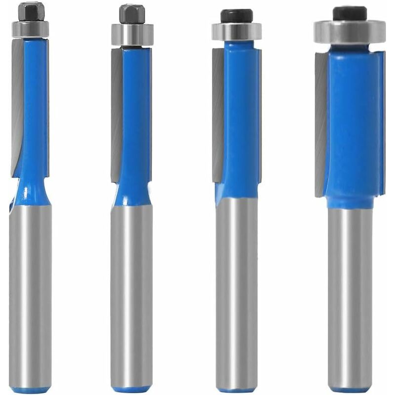 4 pcs 8Mm Copy Bit Diy Woodworking Milling Cutter Tools With Top Bearing, Flush Trim ROuter Bit Shank - Image 1