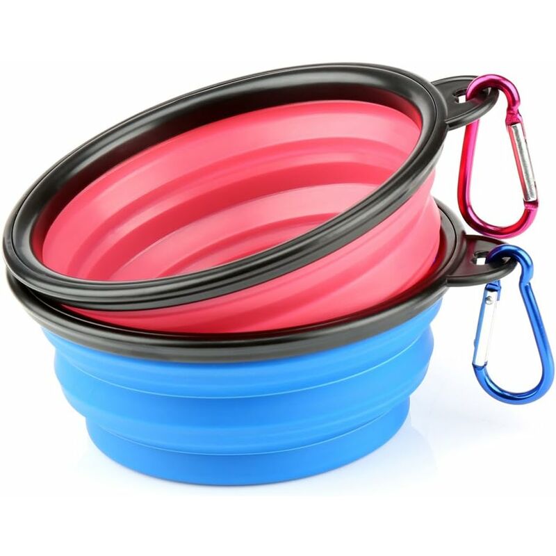 2 Dog Bowl Foldable Travel Dog Water Bowl Portable Cat Pet Silicone Food Bowl Small - Image 1