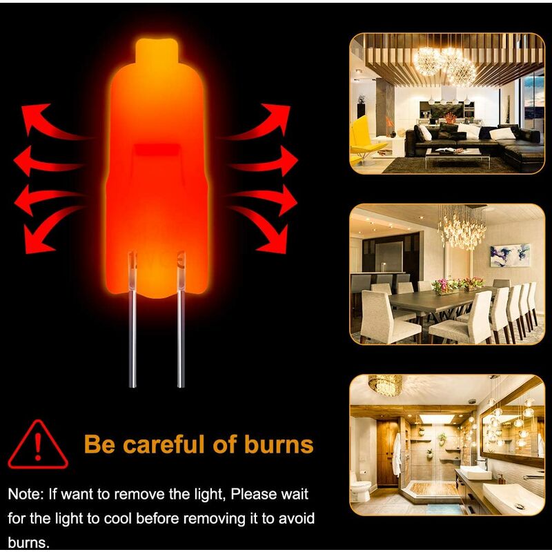 G4 Halogen Bulbs, 12V 20W Halogen Pin Base Lamp, Warm White 3000K, 350Lm, Dimmable, G4 Low Voltage Halogen Lamp, Clear - Image 4