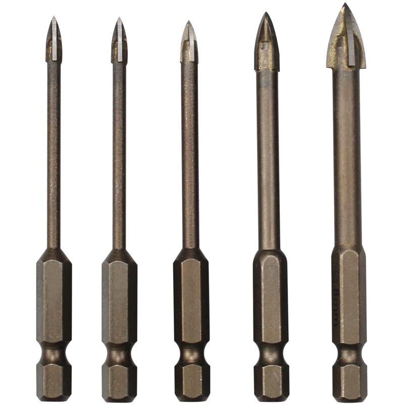 5 pcs Triangle Drill Bit Set, Carbide Tile Drill Bits, Efficient Universal Drilling Tool For Glass, Tile, Concrete, - Image 1
