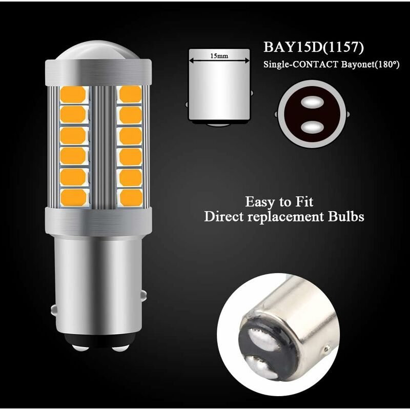 Amber 1157 Ba15D P21/5W 5630 33Smd Car LED Bulbs Canbus 900Lm Super Bright Front And Rear Turn Signal Light Indicator - Image 3