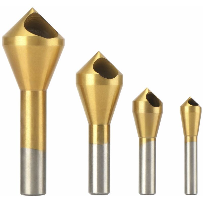 4 pcs Deburring Countersink Bit 90°Hss Titanium Coated Countersink Drill Bit Metal Chamfering Screw Tool Suitable For - Image 1