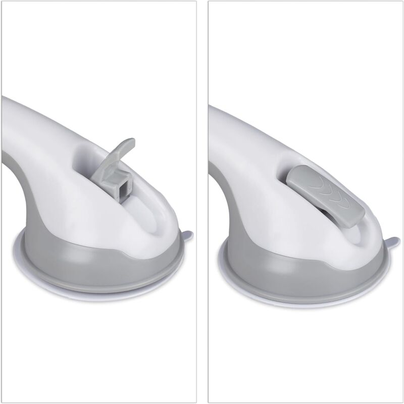 Suction Cup Handle, 2 pcs Set, Shower & Bath Grab Bar, 25 Kg, For Elderly, Wall, In White/Grey - Image 3