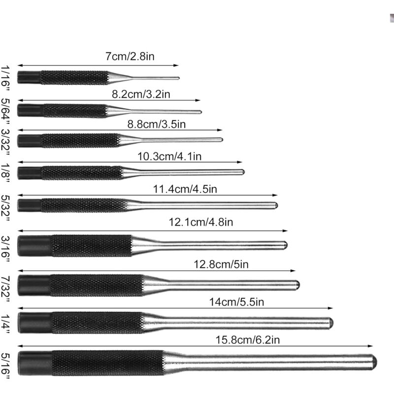 9 pcs Pin Punch Set, Pin Removal Tool For Auto Repair, Watch, Jewelry And Crafts (9 pcs) - Image 2