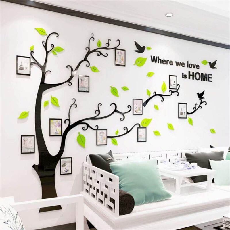 3D Tree Wall Stickers Diy Wall Decals Tree Wall Stickers Arts Decorations For Living ROom Bedroom (E Light Green - Image 1