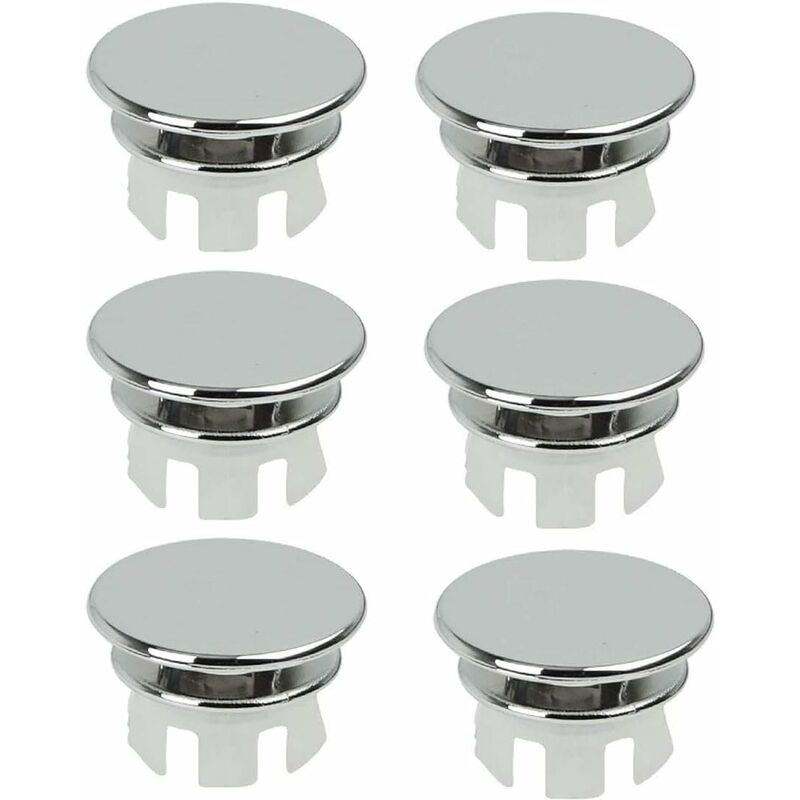 6 pcs Chrome Bathroom Sink Overflow Plug Toilet Overflow Drain Hole ROund Part - Image 1