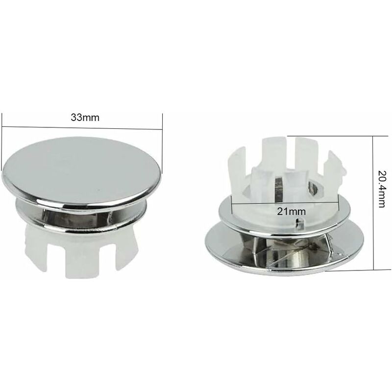 6 pcs Chrome Bathroom Sink Overflow Plug Toilet Overflow Drain Hole ROund Part - Image 2