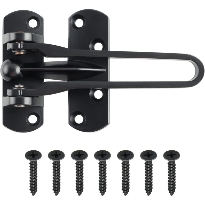 Secondary Door Lock, Security Door Chains, Sliding Door Lock, Stainless Steel Swing Bar, Security Door Lock, Matte Black - Image 1