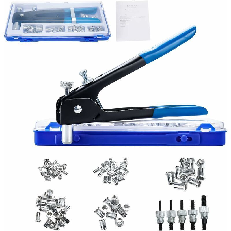 86 pcs Rivet Gun M3 M4 M5 M6 M8 Threaded Nut Rivet Nut Tool Riveting Pliers Threaded Insert Kit - Image 1
