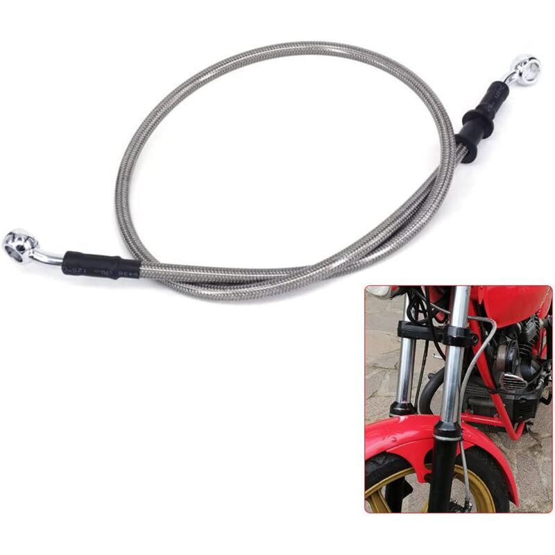 Motorcycle Brake Hose 120Cm, Hydraulic Clutch Hose Aviation Hose For Pit Bike Dirt Bike Enduro Motocross Atv Quad-Silver - Image 1