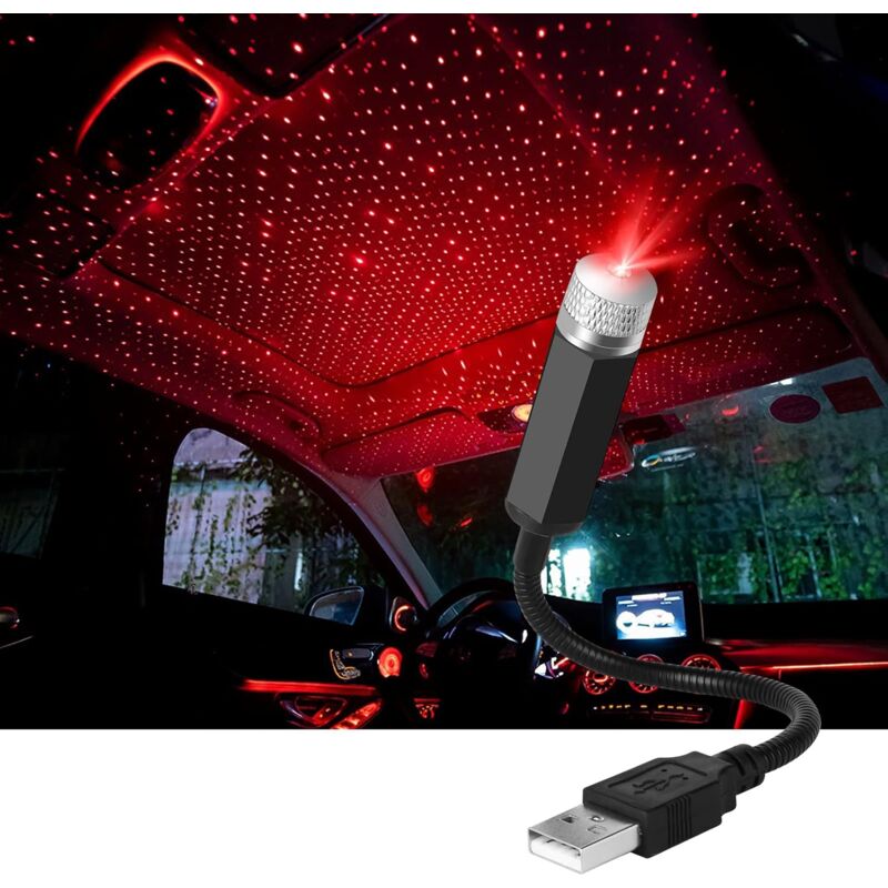 Atmosphere Light, Usb Car ROof Lamp Starry Sky Atmosphere LED Projector Red Night Light Adjustable Multiple Modes, - Image 1