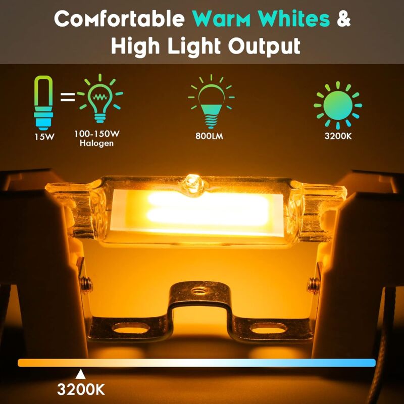 20W R7S LED Bulbs 118Mm Dimmable, Warm White 3000K, Double Ended Cob Bulbs 2000Lm, 360° Beam Angle Lighting, Ac - Image 2